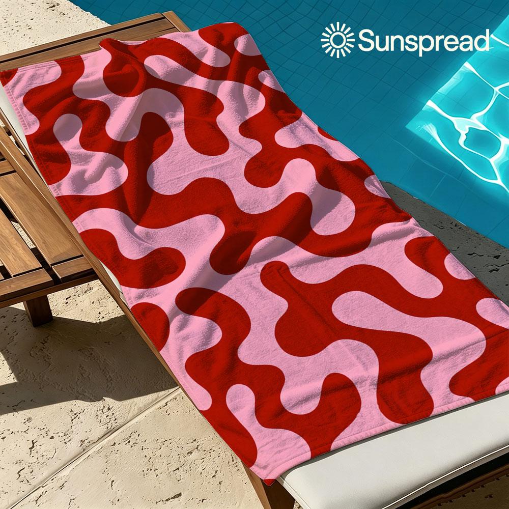 Artistic Red & Pink Fluid Pattern Quick Drying Bath Towel Microfiber beach towel light weight swimming camping yoga beach out