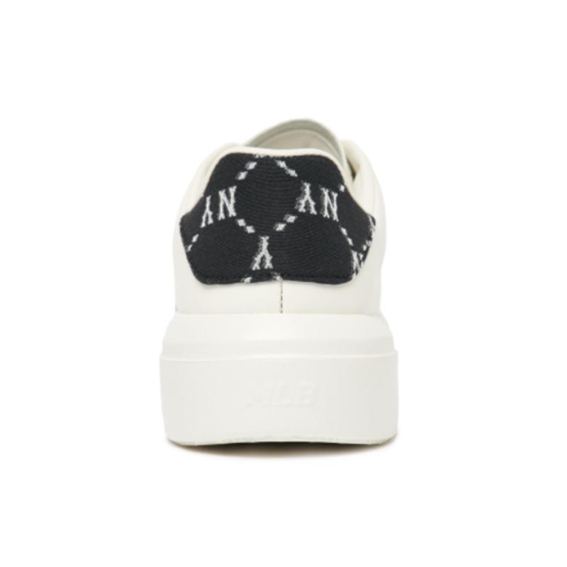MLB Chunky Classic Heel Dia Monogram Low top Skateboard Shoes Unisex White Black Sneakers 3ASXAM82N-50BKS