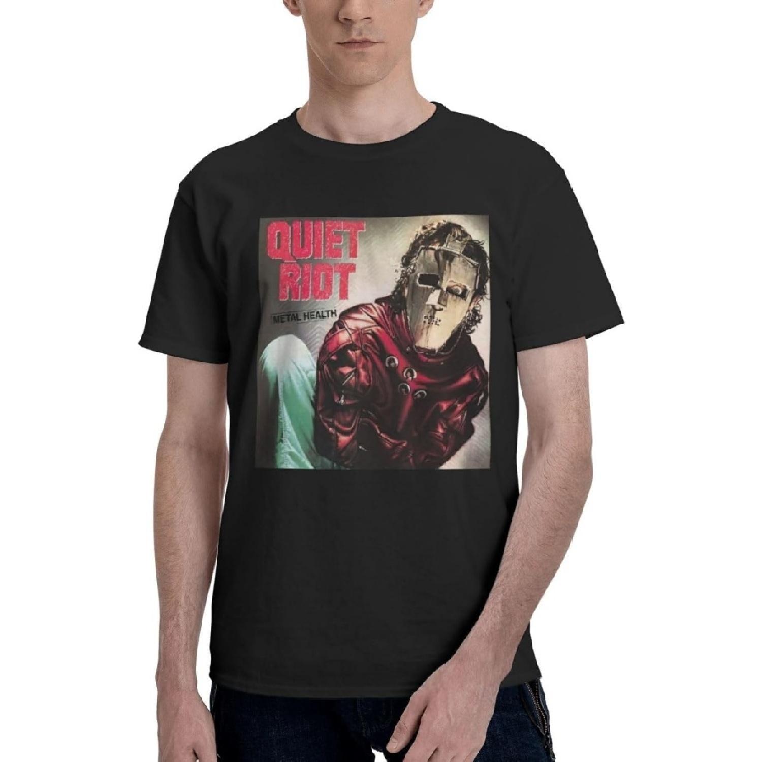 Мужская футболка KKVEE Quiet Riot Хлопковая футболка Футболка с круглым вырезом Трикотажная футболка(1) S