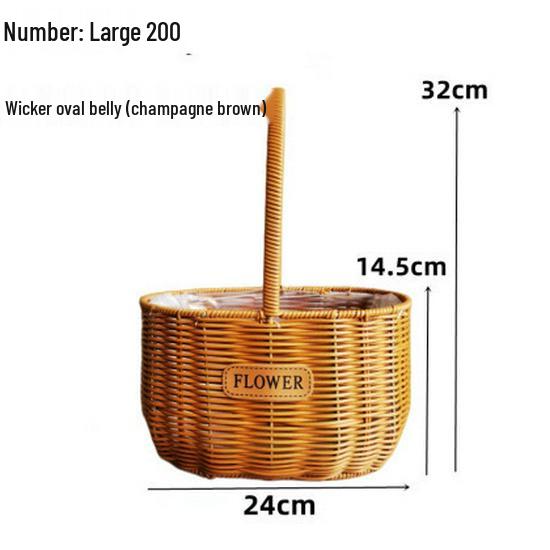 Pastoral Hand-Woven Rattan Willow Flower Basket Souvenir