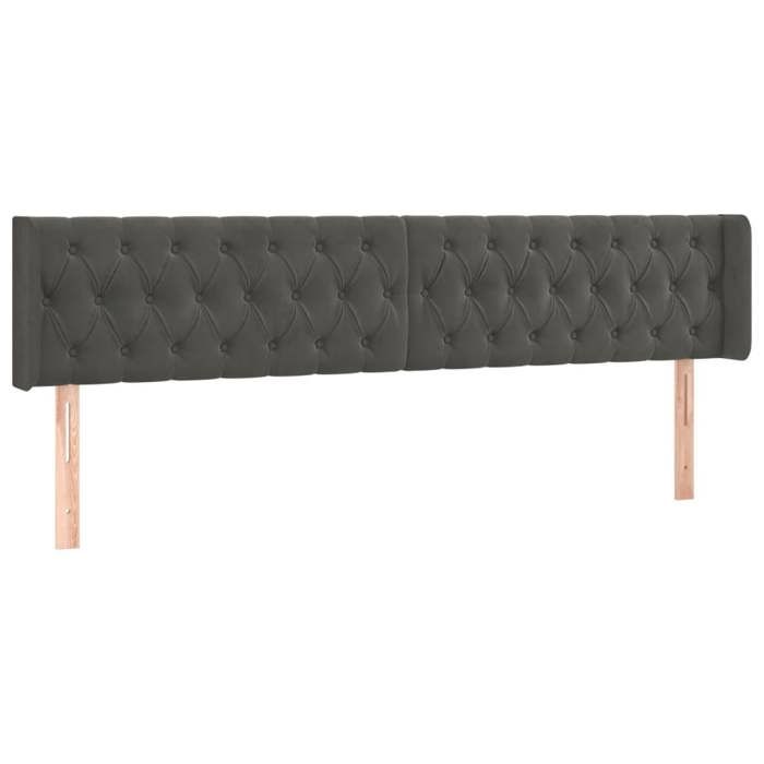 VidaXL Tête de Lit à LED Meuble de Chambre à Coucher Accessoire de Lit Double Tête de Cadre de Lit Intérieur Gris Foncé 3123639