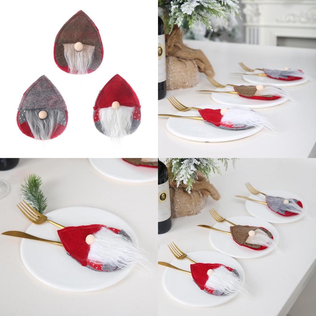 Delightful Khaki Nordic Old Man Cutlery Bag For Joyful Holiday Table Settings