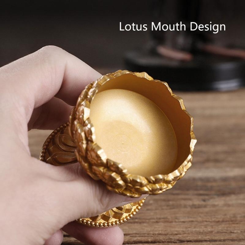 Flower Candle Holder Brass Butter Lamp Buddhist Temple Candlestick Base Religious Candle Cup Desktop Antique Decoration