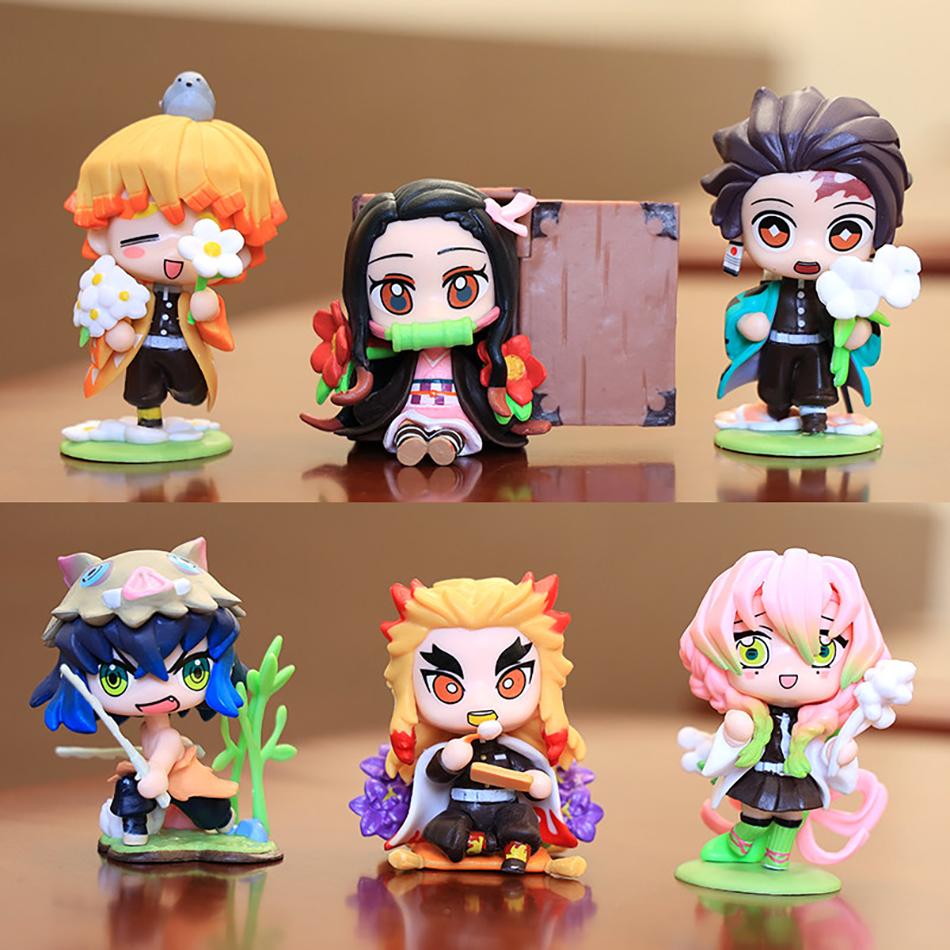 In Stock Demon Slayer Kimetsu No Yaiba Cute And Charming Blind Box Full Character PVC Model Playthings Figure Desktop Ornaments Collectible Gifts