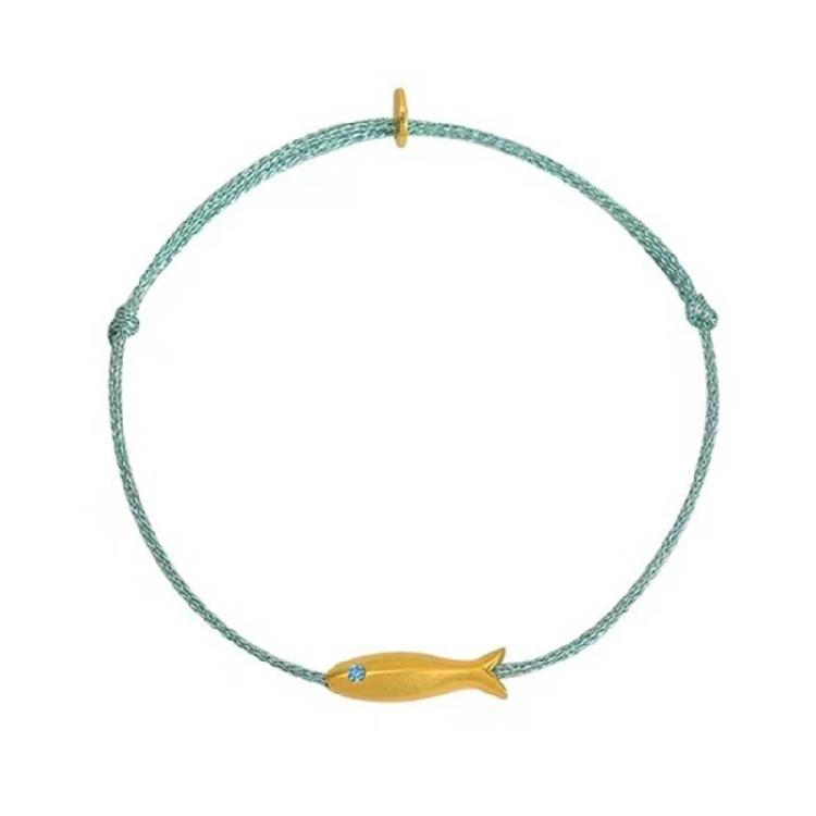 

Blue Silk Thread Bracelet Vintage Gold Fish Charm Bracelet Gift for Girls Women 1