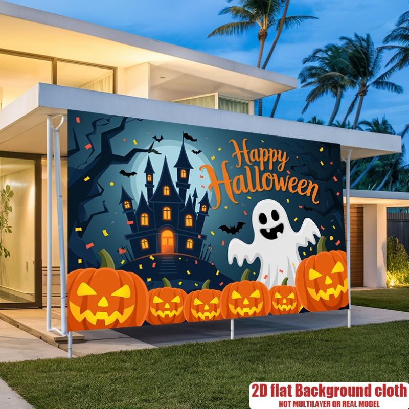 Party Backdrop Halloween Moon Flat Spooky Witch Photo Background Decor Party Decor