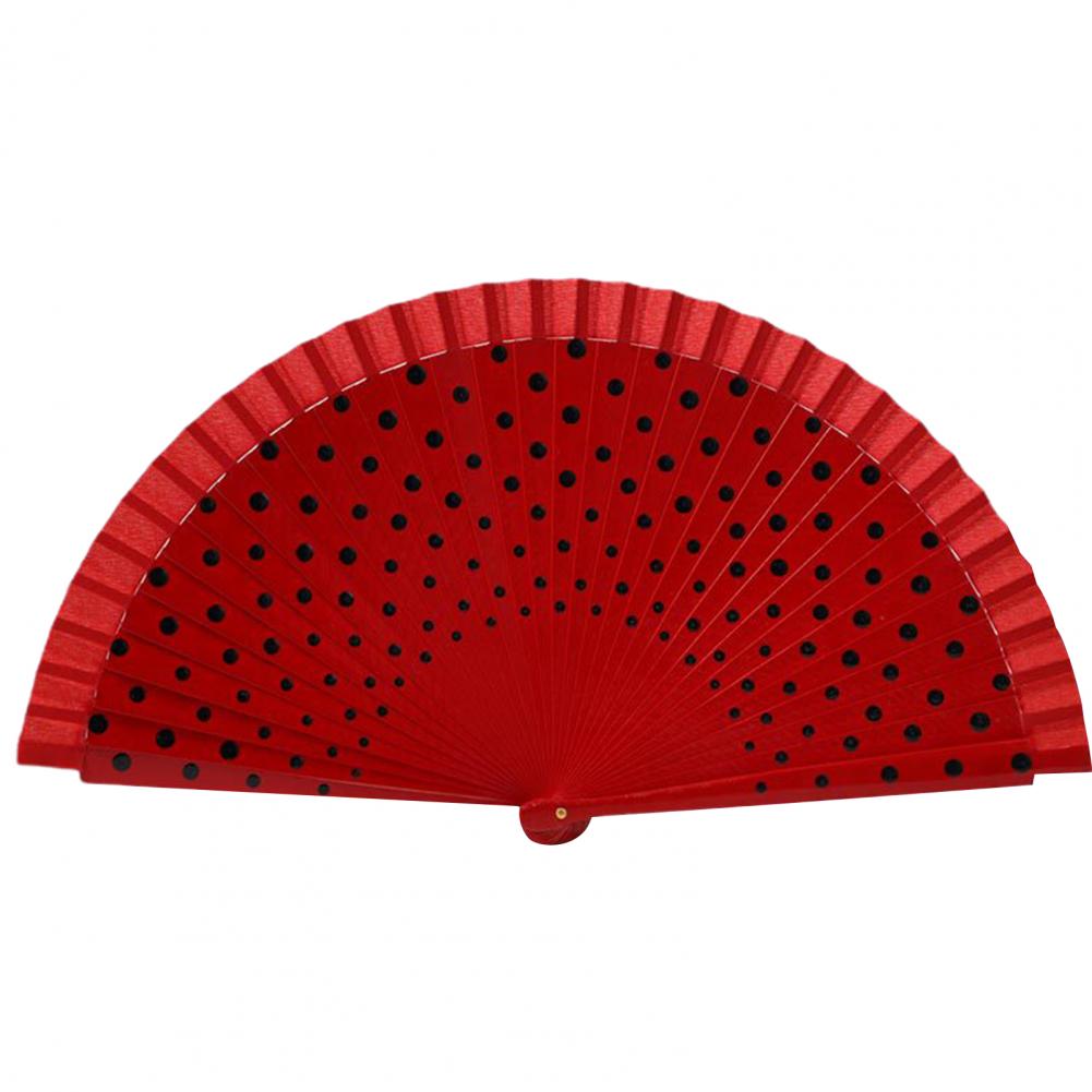 Dot Print Spainish Fan Double-sided Multicolor Dot Print Folding Fan Beautiful Dancing Fan Office Home Table Decorative Fan