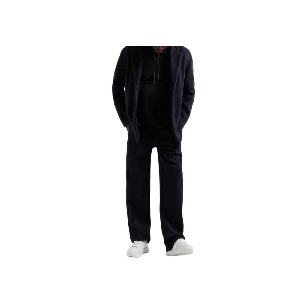 Emporio Armani Velvet Eagle Logo Cotton Stretch Fitted Long Sleeve Hoodie Men Hoodies Black EM001065-AF10013-UC001