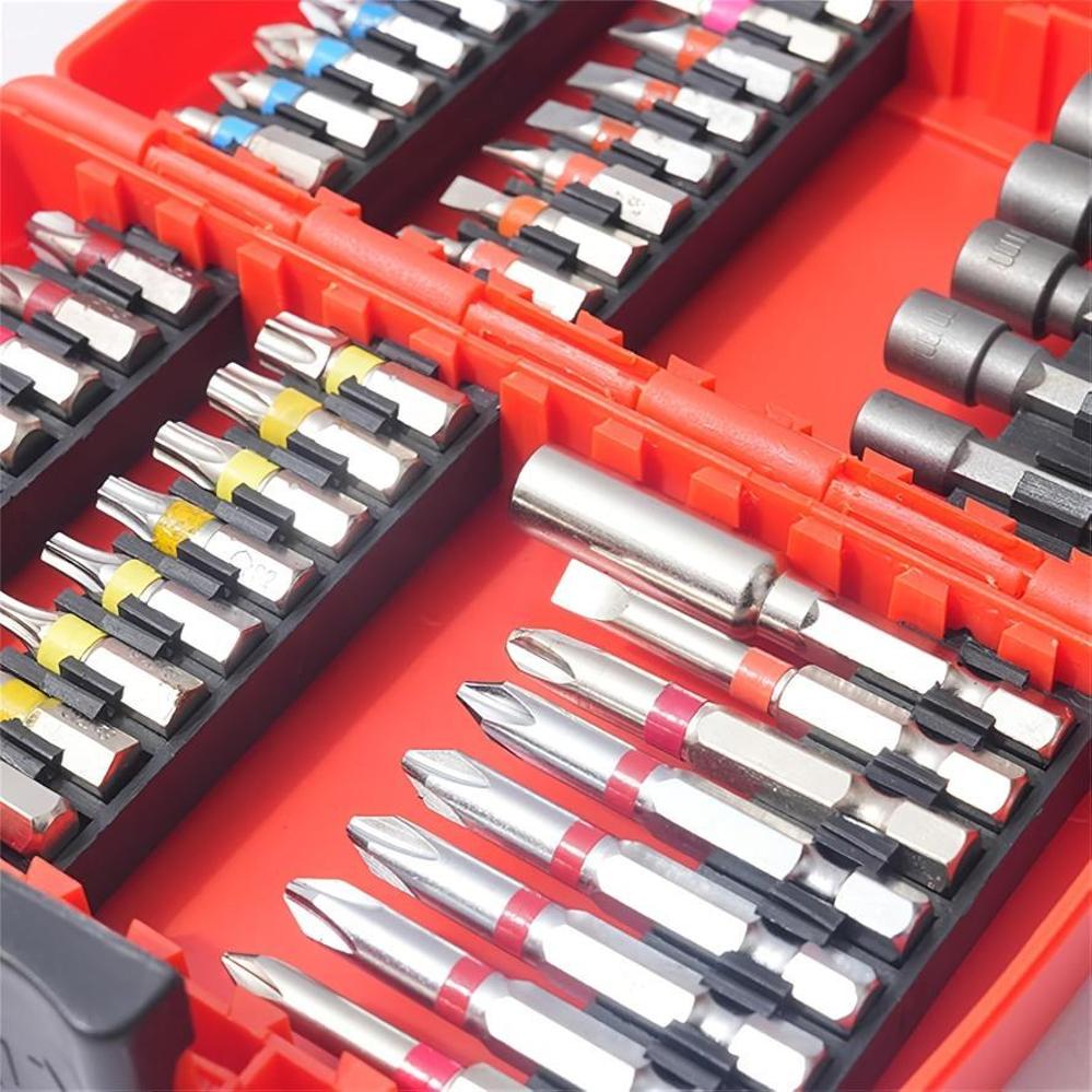45pcs Impact Driver Bit Set S2 Steel Alloy Magnetic Nut Driver Slotted Phillips Torx For Metal Wood Plastic Tile Drywall