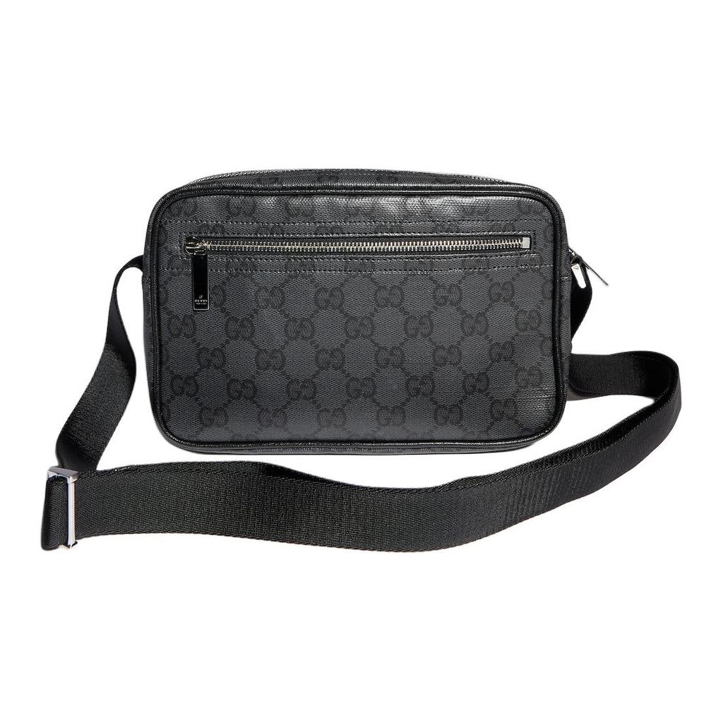 Gucci Essence Classic Series Adjustable Shoulder Strap Zipper Closure GG Coated Canvas Crossbody Bag Mini Men Crossbody Bag Black 876494-FAF9R-1000