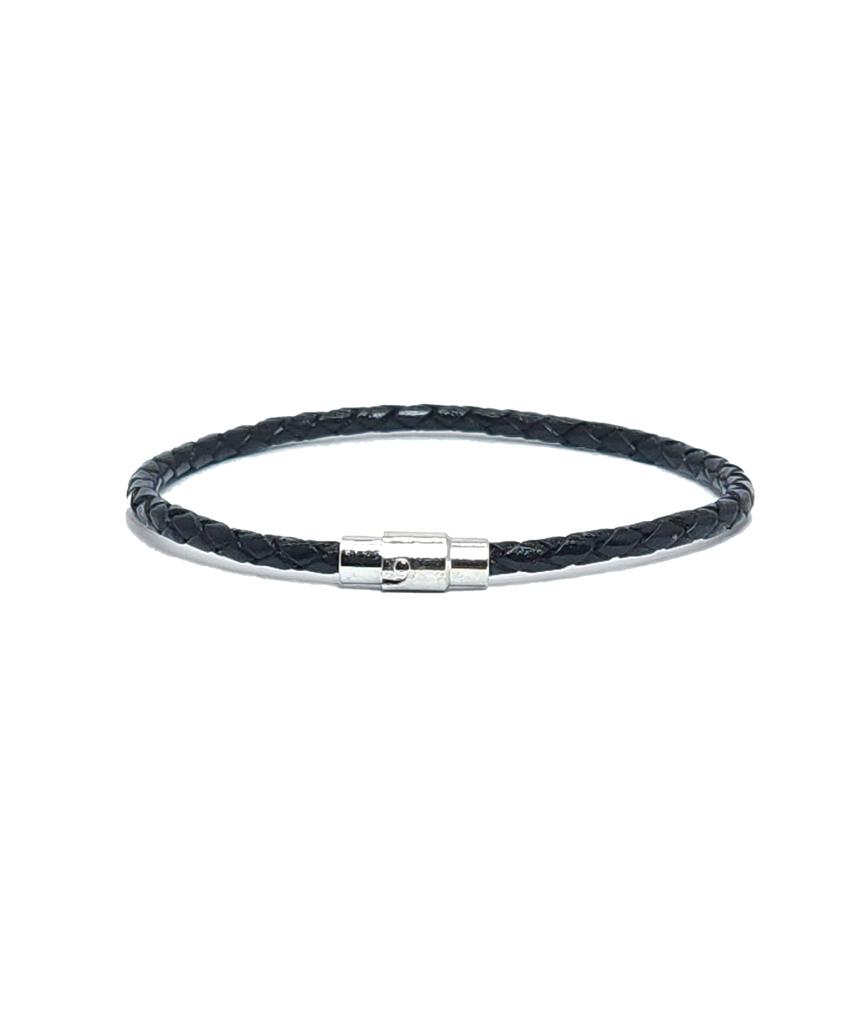 The Shirts Studio Black Simple Basic Leather Bracelet (L)