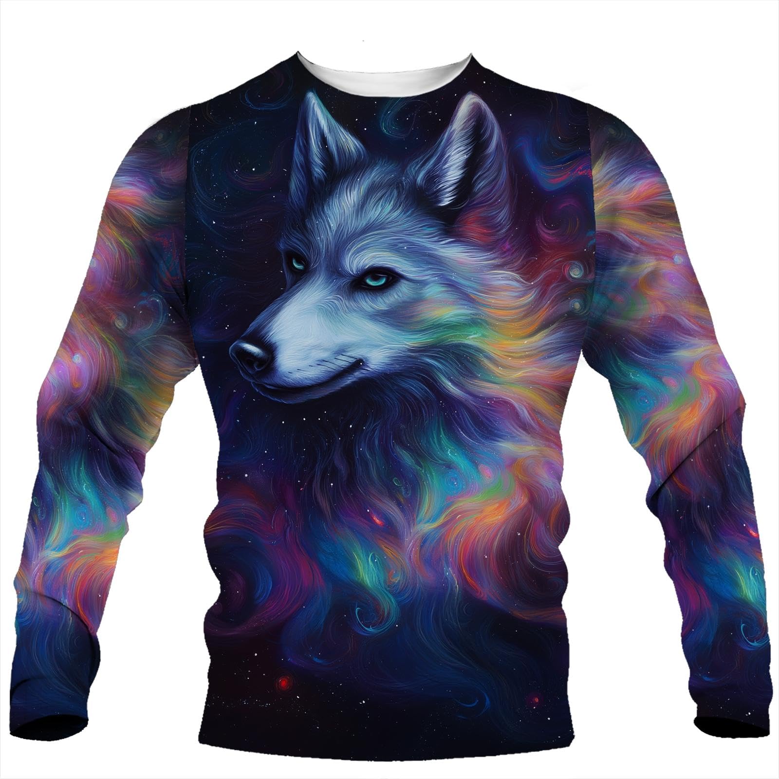 

Мужской топ с длинным рукавом с 3D-принтом и принтом крутого свирепого волка, повседневный, для рождественской вечеринки, мужской, модный, с круглым вырезом и длинным рукавом 6XL