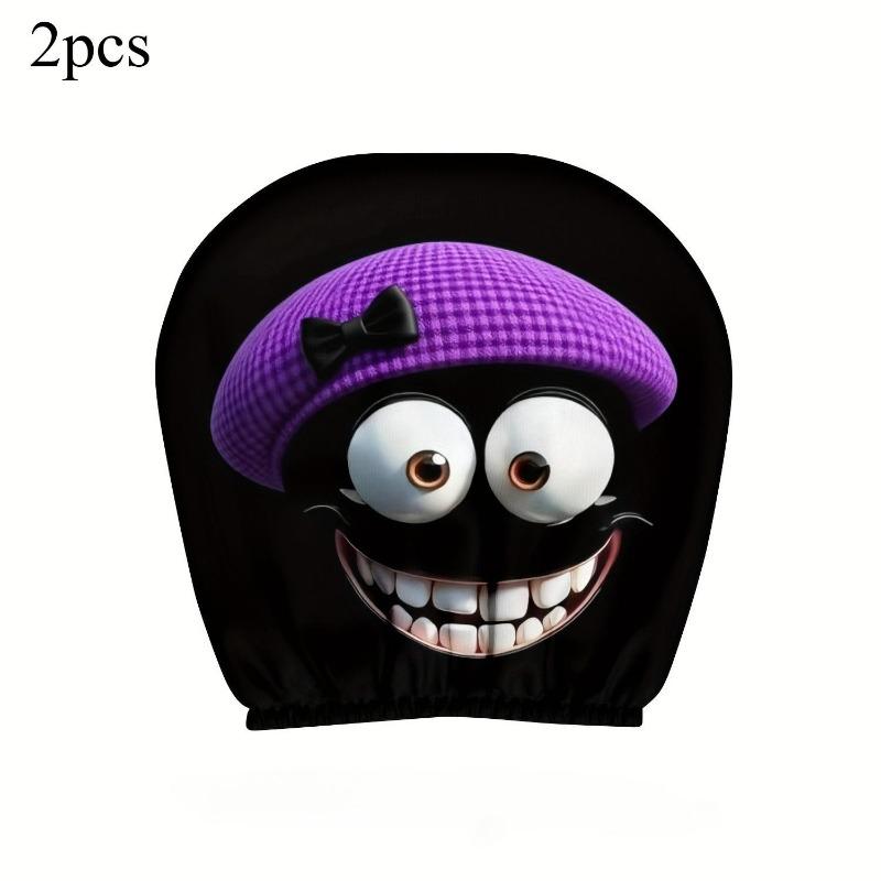 2PCS Funny Cartoon car headrest Cover, Cute Funny Eyes, Suitable for Halloween, Christmas car Universal Elastic Models Funny Decoration