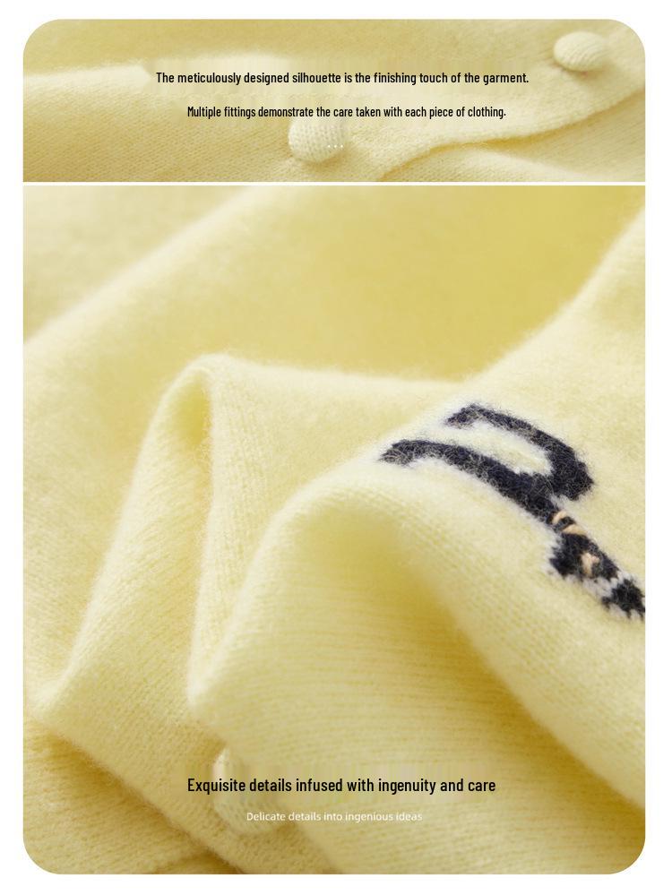 Embroidered Cashmere & Alpaca Cardigan - Women's Waist-Cinching Knitwear for Autumn/Winter
