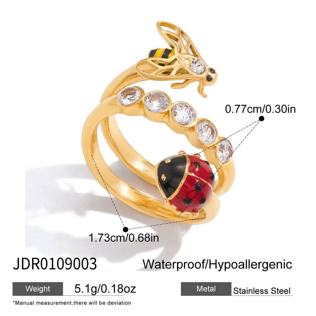 Stainless Steel Zircon Ring Titanium Steel Does Not Fade Ring Niche European and American Rings