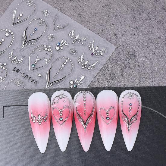 Rhinestone Nail Art Stickers Self-adhesive 5D Embossed Women Manicure Decoration Decals DIY Home Nail Salon Accessories