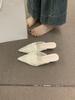 Breathable lace bag head half slippers women's summer wear French beautiful sandals 3cm kitten and pointed muller shoes