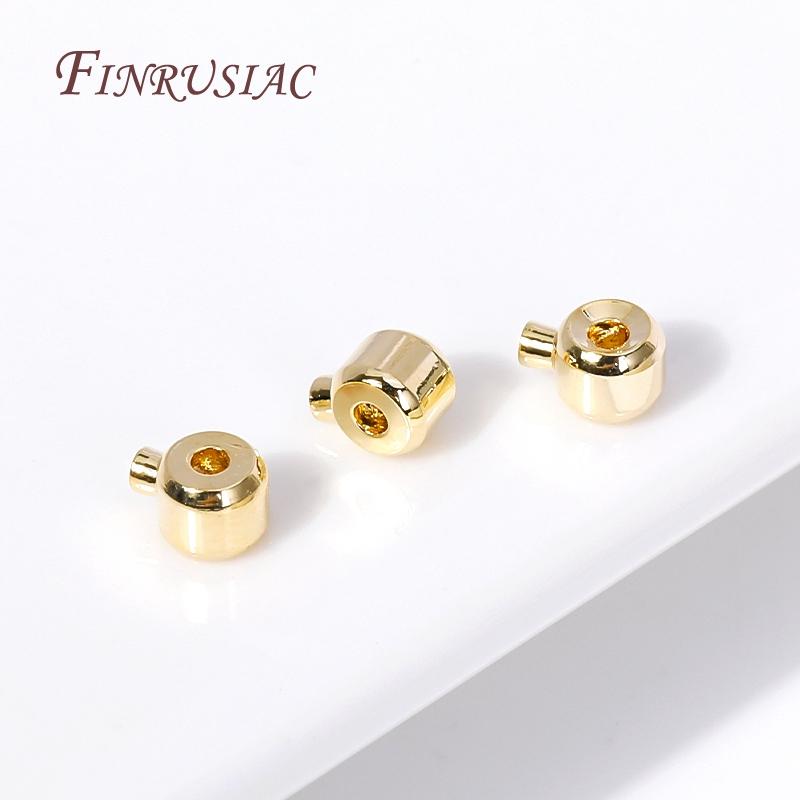 Wholesale End Caps for Memory Wire,18K Gold Plated Brass Metal Crimp Beads End Beads Clip Clasps For Jewelry Making