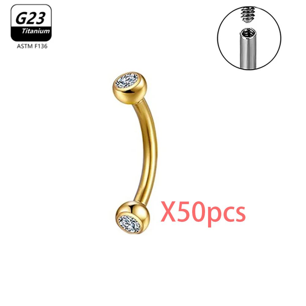 1/5/50 szt. Tytan G23 ASTM-F136 Piercingi Brwi kolczyk cyrkonia Gwint wewnętrzny Brwi Ciało Cyrkonia Hurt