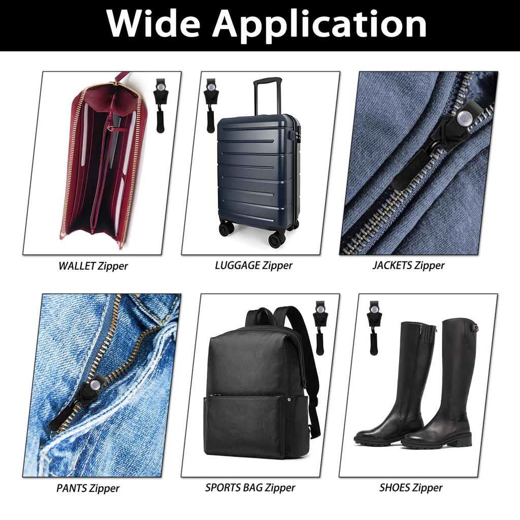 9Pcs Universal Zipper Repair Kit Quick Instant Detachable Zipper Head Replacement Zipper Slider Pull for Jacket Bags Coat Free Sewing