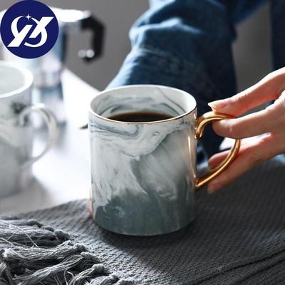 European Style Creative Marble Grain Phnom Penh Coffee Mugs Porcelain Breakfast Milk Cup Office Teacup Drinkware for Gifts
