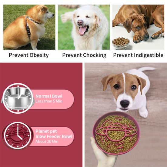 Slow Feeder Dog Bowl Planet Silicone Pet Bowl Anti-Choke Dog Feeder with Non-Slip Base for Healthy Eating Bloat Prevention