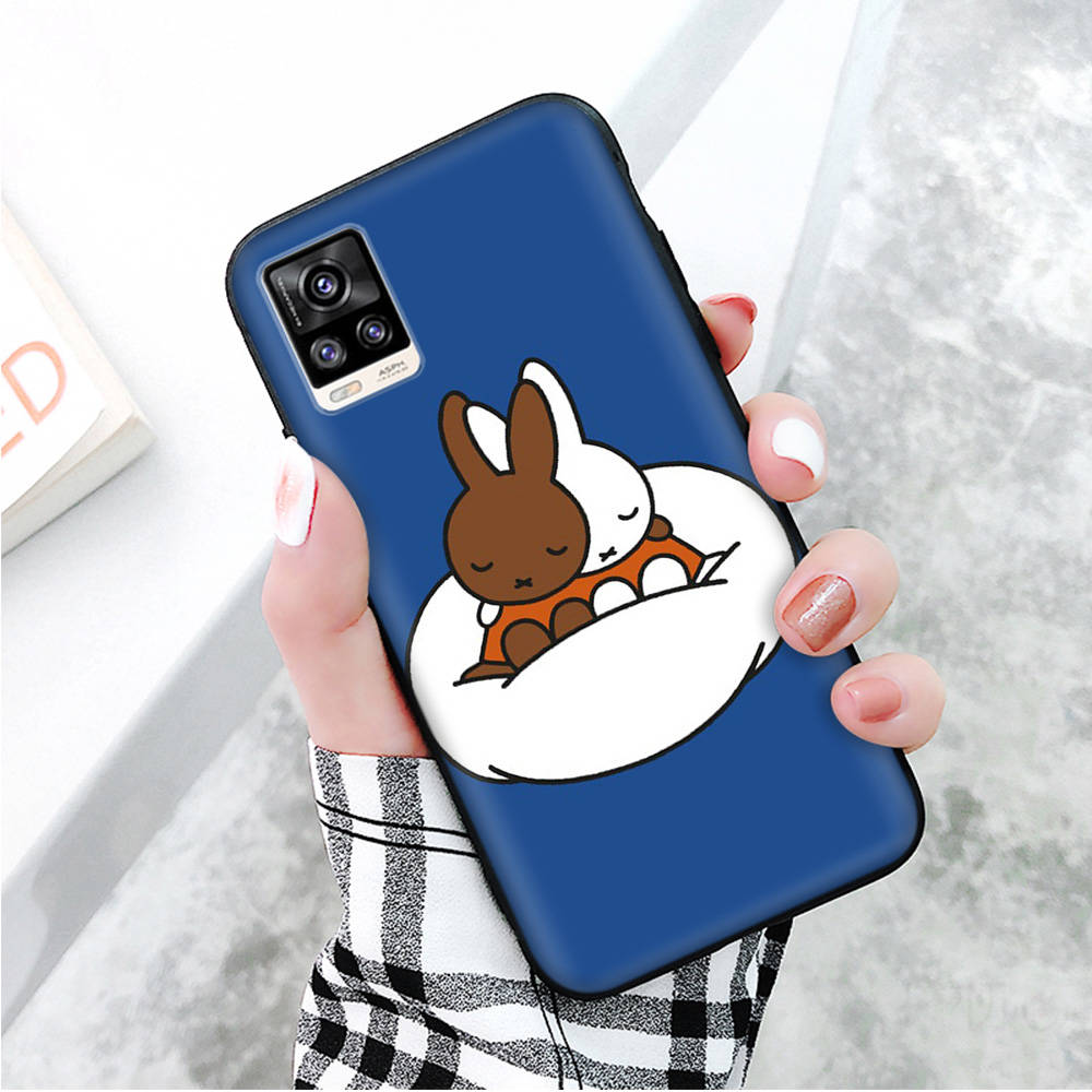 Black Case for Xiaomi Redmi 13C Note 9 iPhone XR 7 8 14 15 11 12 13 X XS Pro Max Samsung A25 S23 S24 FE Ultra Plus Miffy