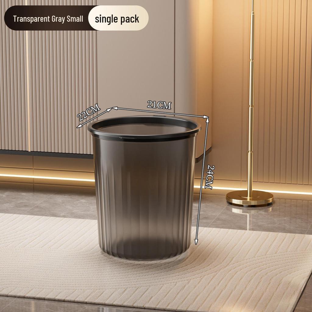Elegant Large Capacity Grey Transparent Trash Can for Bedroom or Office