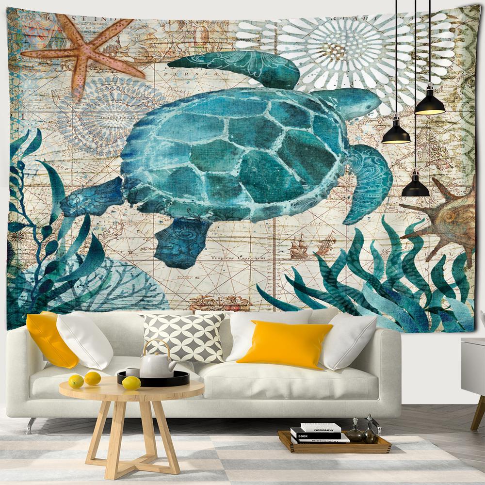 3D Printing Tapestry Psychedelic Ocean World Beautiful Fish Large Tapestry Wall Hanging Marine Animal Home Decor Beach Towel Premium Quality
