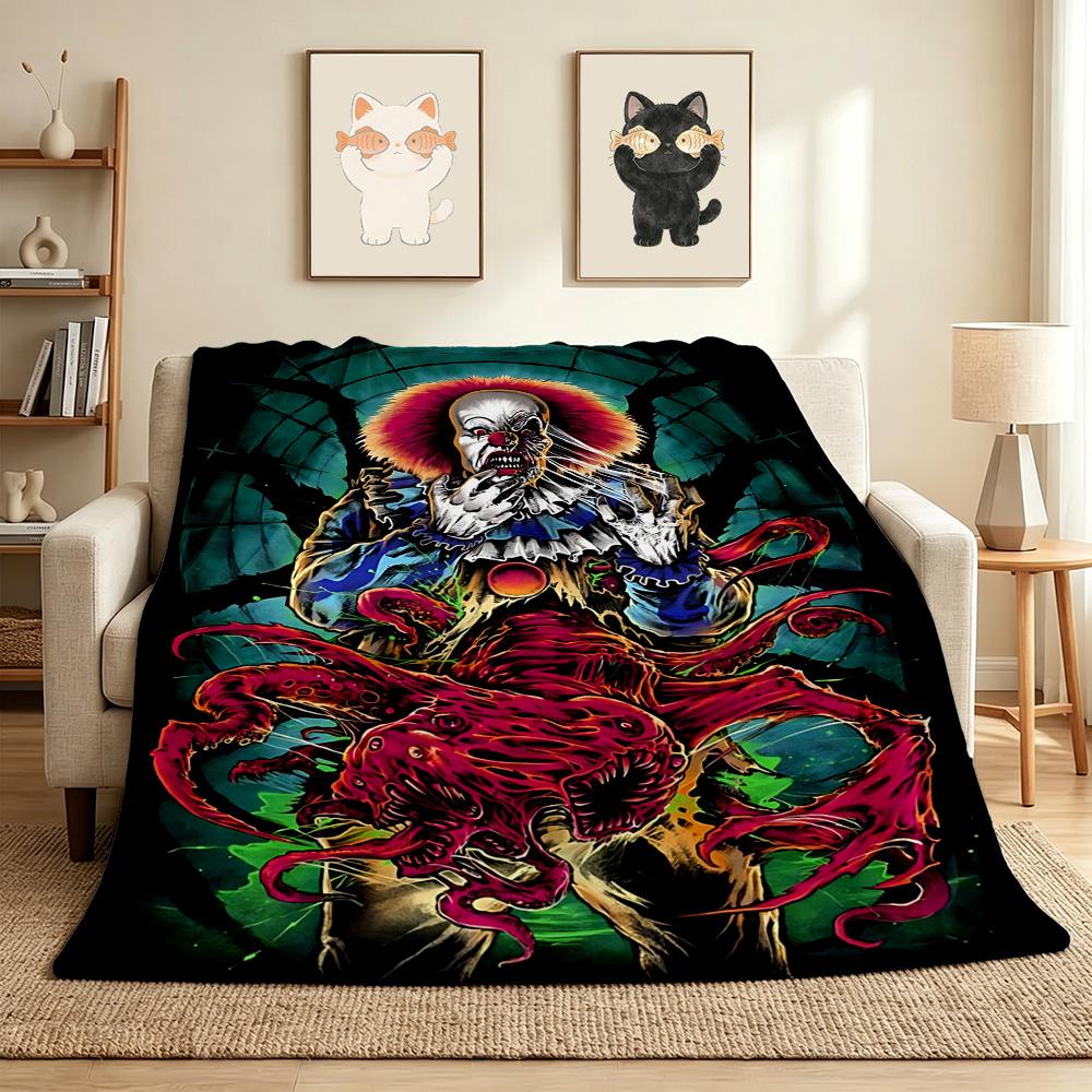 Horror Clown Flannel Blanket Throw Blanket Soft Warm Sofa Bed Camping Car home Decor Unique Christmas Gift C9302668