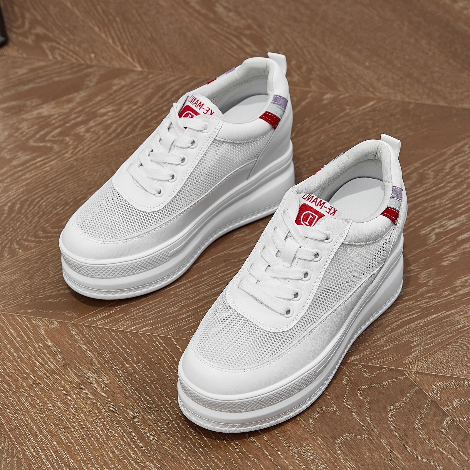 

новые кожаные маленькие белые туфли женские с внутренней платформой женские туфли женские туфли-маффины на толстой подошве повседневные универсальные и стройнящие 34