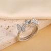 Copper-Plated 18K Skin-Brightening Butterfly Ring with Zircon Inlay for Women