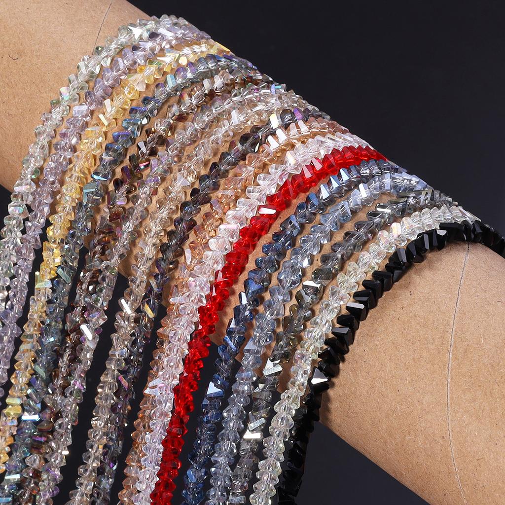 120pcs/lot 4mm Triangular Crystal Glass Beads Loose Beads Spacer Beads For Jewelry Making DIY Bracelet Necklace Accessories
