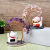 Solar Energy Shake Hands Lucky Cat Base Fate Tree Office Home Natural  Crushed Stone Life Tree Handwoven Weaving Decor