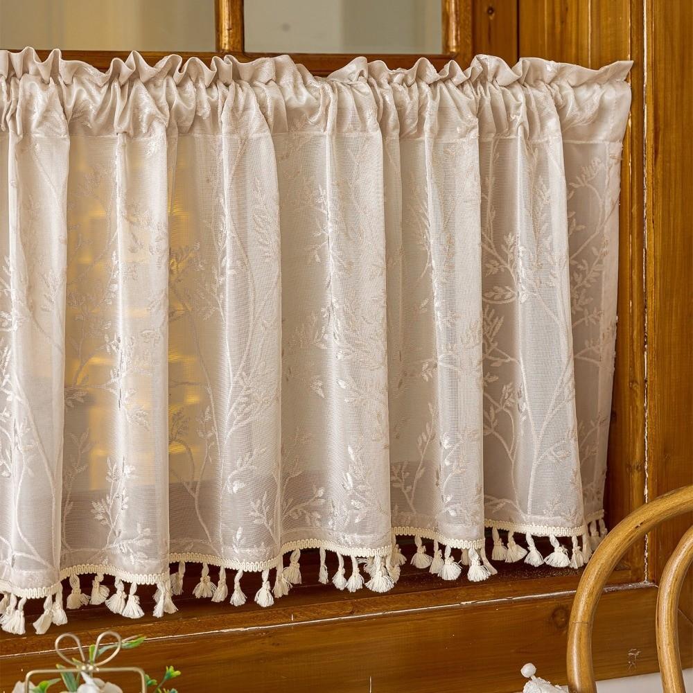 Pastoral Style Tulle Kitchen Curtain Sheer Voile Window Drapes Room Partition Curtain Living Room