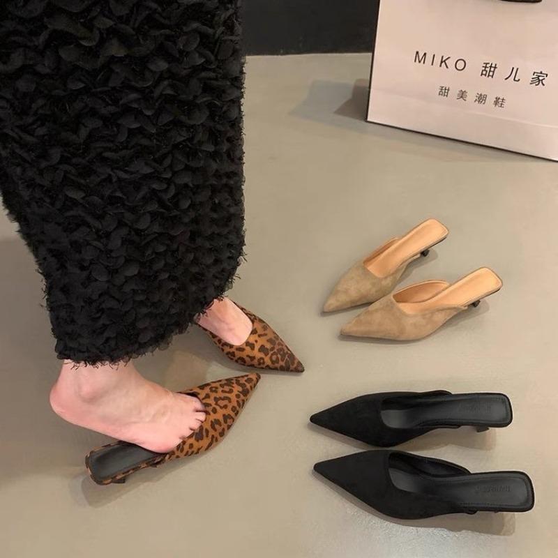 Fashion New Fashion Concise Pointed Toe Women Slippers Thin Low Heels Casual Party Pumps Slide Mules Shoes  Elegant Dress Shoes