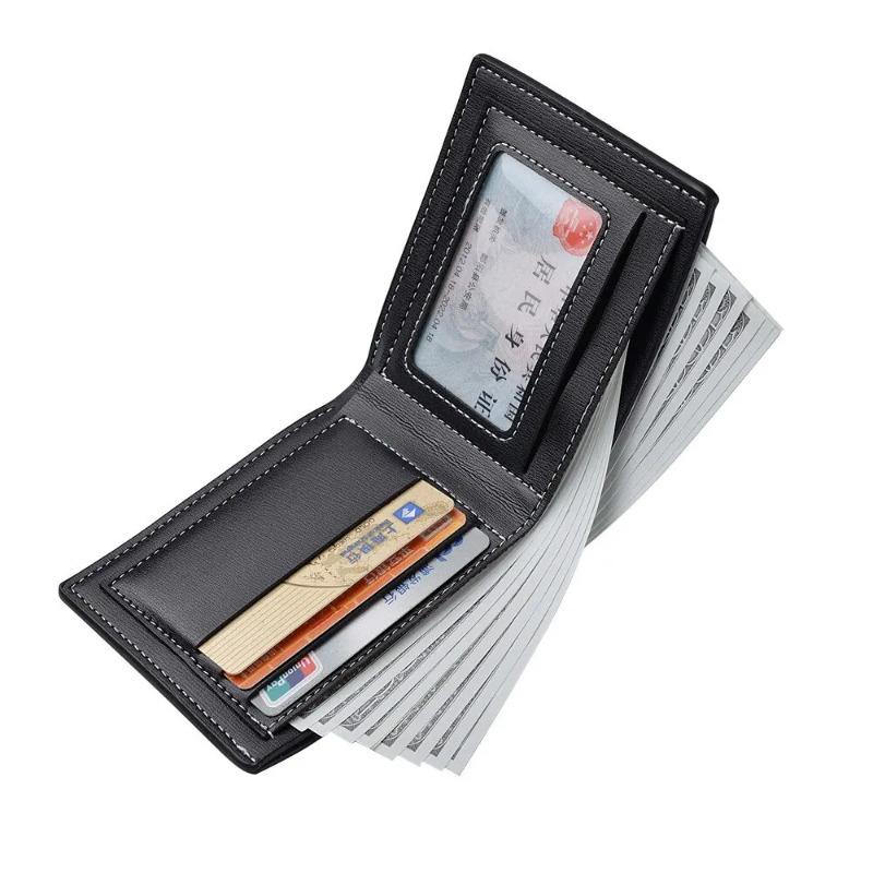 Pu Leather Men Casual Short Wallet Thin Style Folding Young Men Credit Card Holder Wallet