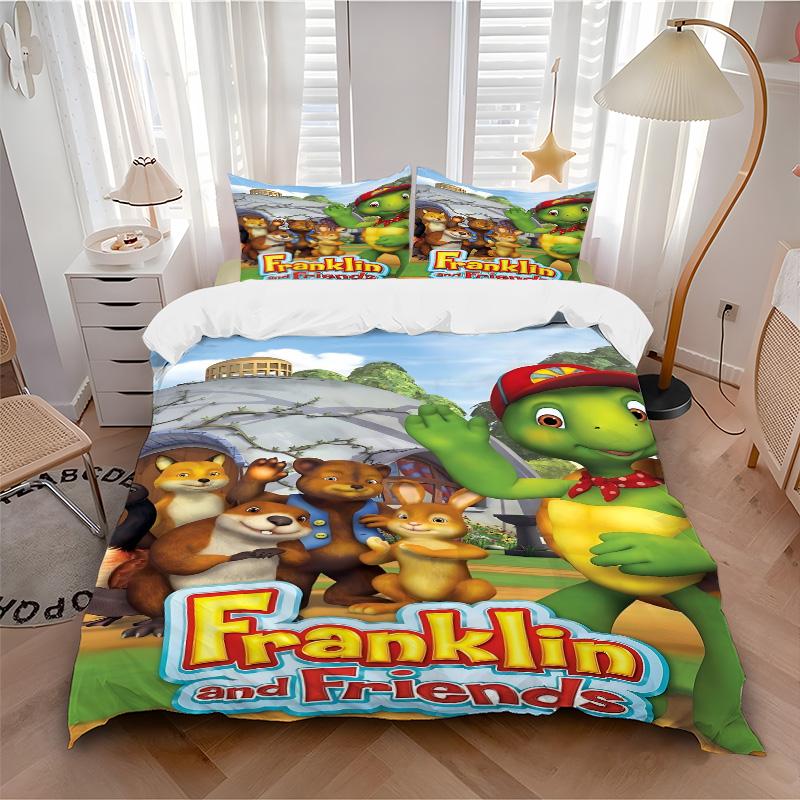 Franklin Friends Print 3Pcs Bedding Set,Duvet Cover with 2 Bedro,Pillowcase Home Birthday Gift