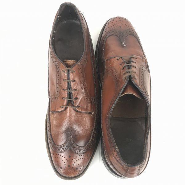 Pre-70s Rare Vintage/Florsheim/Goodyear Welt Long Wingtip Leather Shoes/10C/27.0/Brown/(USED)