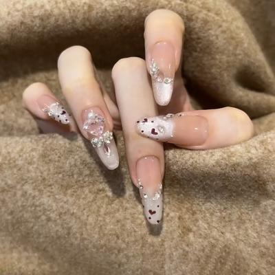 Gletscher Katzenauge Funkelnder Rosa Diamant Perle Französische Liebe Süßes Mädchen Abnehmbare Nail Art Tabletten 30 Stück