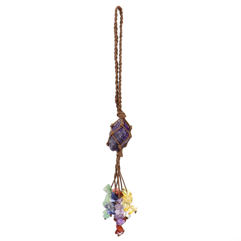 Seven-Color Crystal Pendant with Hand-Woven Tassel for Car or Home Decor