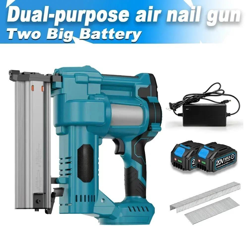 Brushless 2 in 1 Electric Nail Gun Cordless Portable Frame Nailer Tacker Furniture Staple Woodworking Power Tools