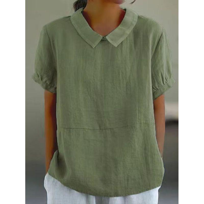 Loose Collar Short Sleeve Shirt for Women Loose Lapel Short sleeve Shirt Women