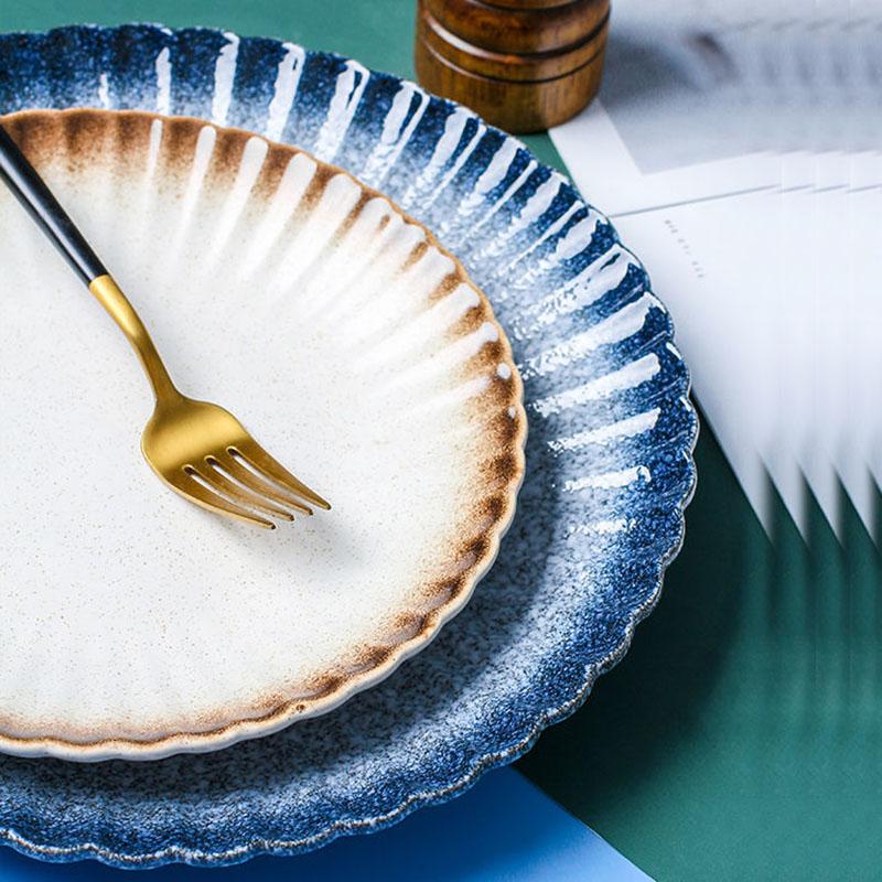 Plate Japanese-style Round Ceramic Tableware Steak Plate Salad Plate Fruit Plate Vegetable Plate Household Western Food Plate