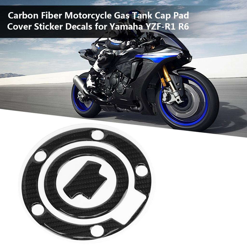 Carbon Fiber Motorcycle Gas Tank Cap Pad Cover Sticker Decals for YZF R1 R6