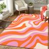 1Pc Abstract Swirls Lines Rug, Office Carpet Indoor Outdoor Doormat, Non-Slip Soft, Living Room, Christmas Halloween Gift. M928253