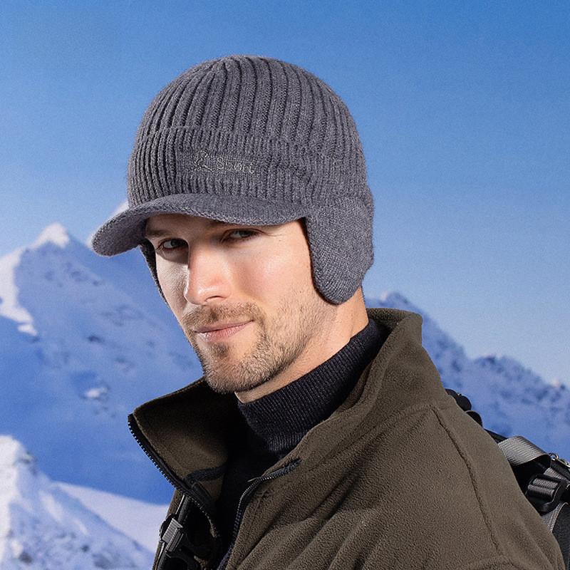 Knitted Baseball Cap For Men Warmth Windproof Winter With Ear Protection For Casual Outdoor Use