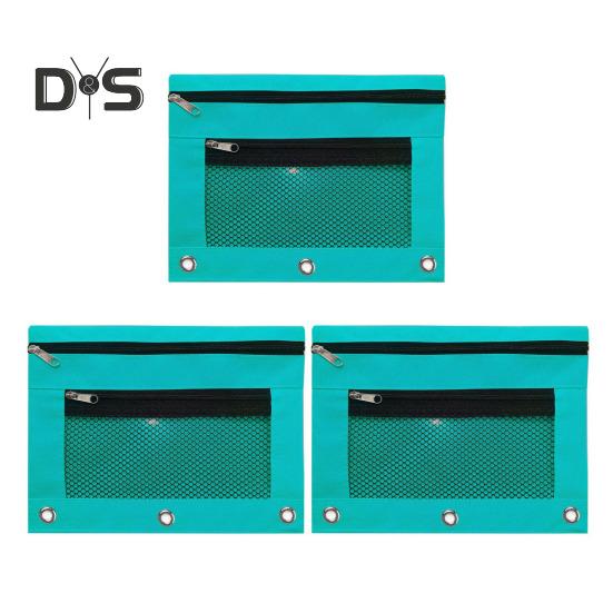 3-częściowy piórnik, 3-ringowy segregator, duża pojemność, etui na ołówki, przezroczyste okienko, siatka Oxford, torba na ołówki