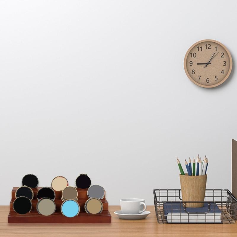 Secure Wood Coin Collection Display Stand Trapezoid Multi Layer with Stable Base for Family Safe Environments