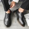 2024 Autumn New Men Block Lace Up Thick Sole Business Casual Leather Shoe High Quality Men Genuine Brown/Black Work Casual Shoes
